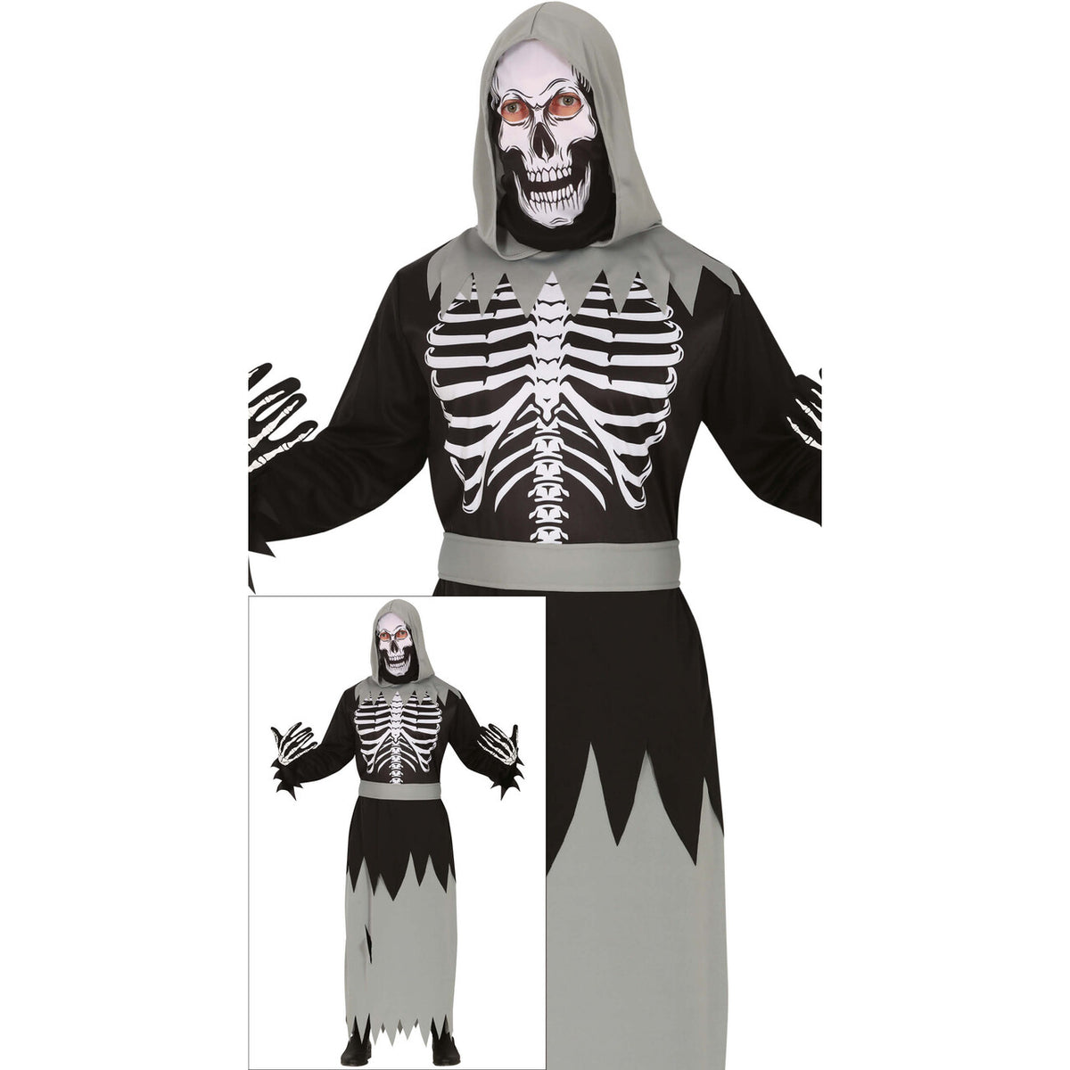 Op deze afbeelding zie je een Kostuums, van het merk Guirca. Skelet Zombie Mystical Man Kostuum