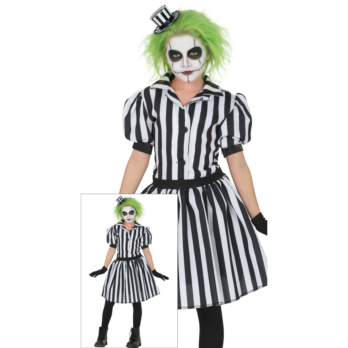 Op deze afbeelding zie je een Kostuums, van het merk Guirca. Beetlejuice Crazy Ghost Meisje Kostuum