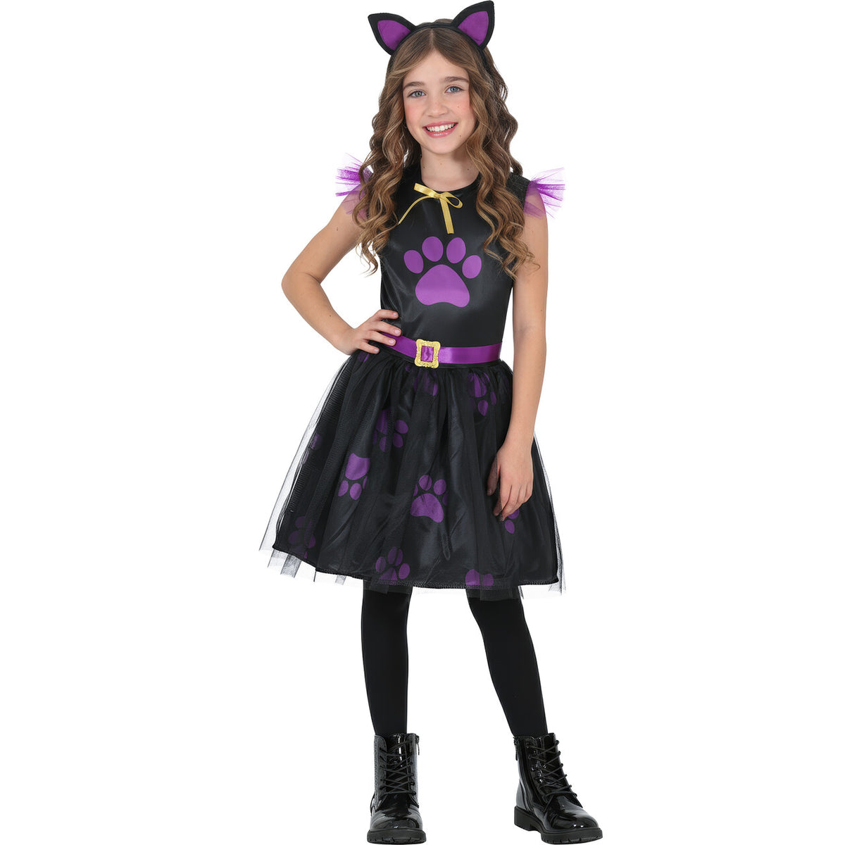 Op deze afbeelding zie je een Kostuums, van het merk Guirca. Paarse Kitty Kat Meisje