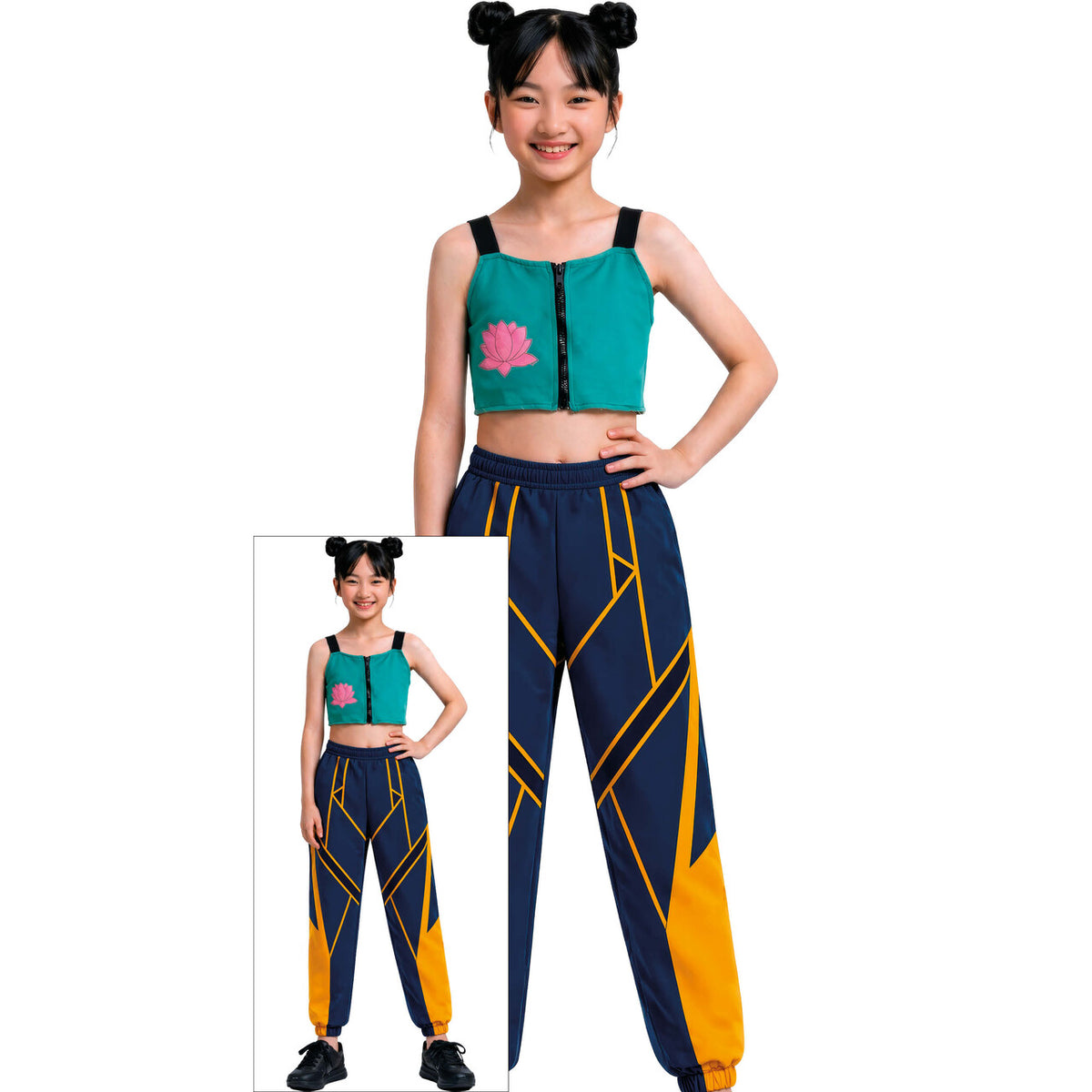 Op deze afbeelding zie je een Kostuums, van het merk Guirca. K-Pop Star Lotus Lite Meisje Kostuum