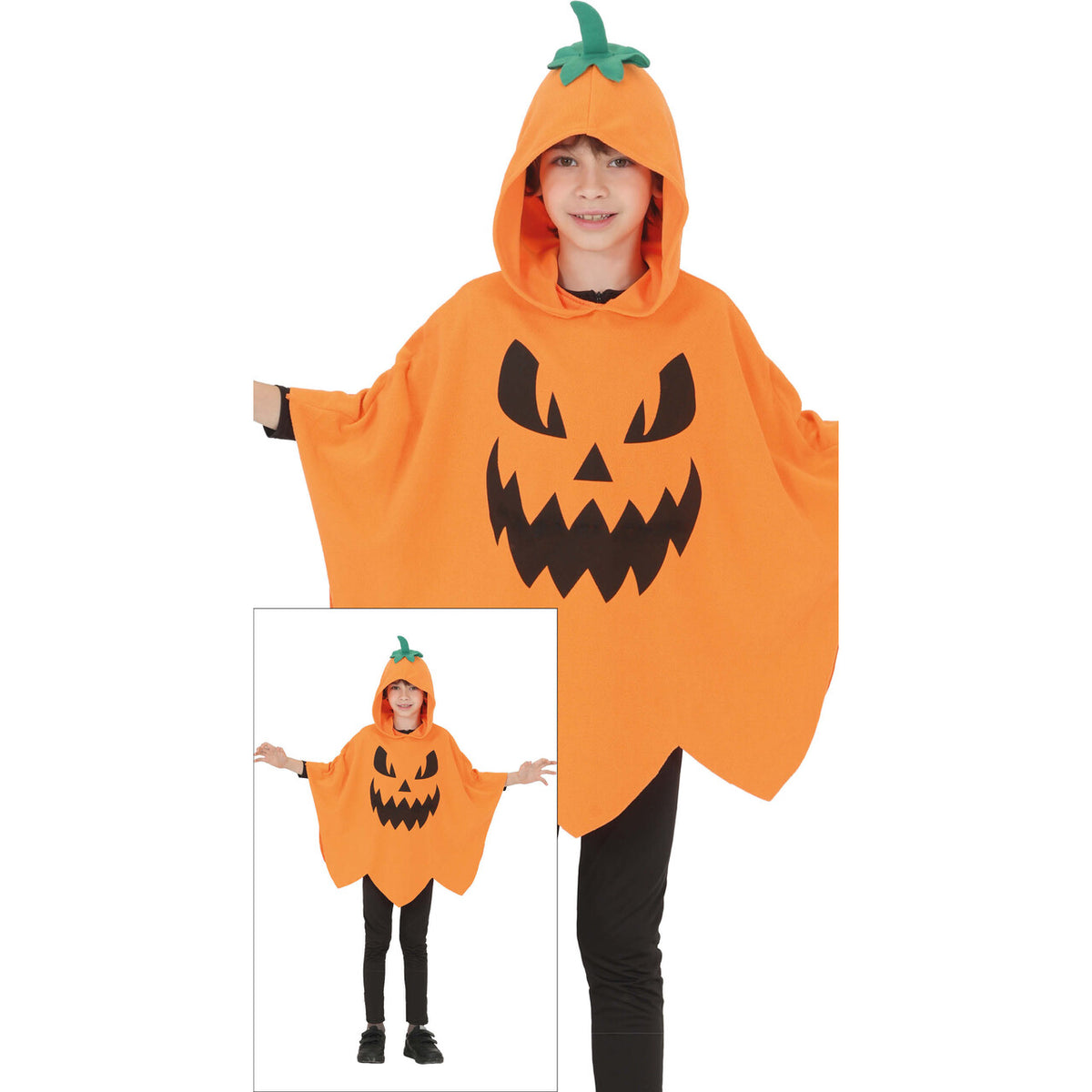 Op deze afbeelding zie je een Kostuums, van het merk Guirca. Boze Pompoen Poncho Kind