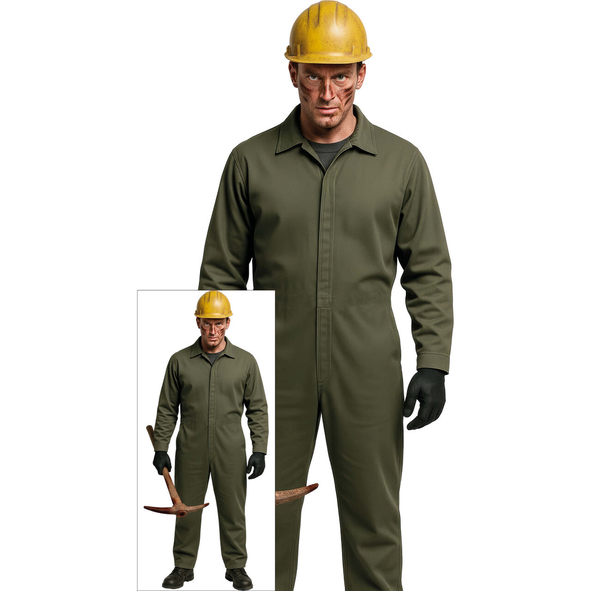 Op deze afbeelding zie je een Kostuums, van het merk Guirca. Bouwbaas Groene Overall Man Kostuum