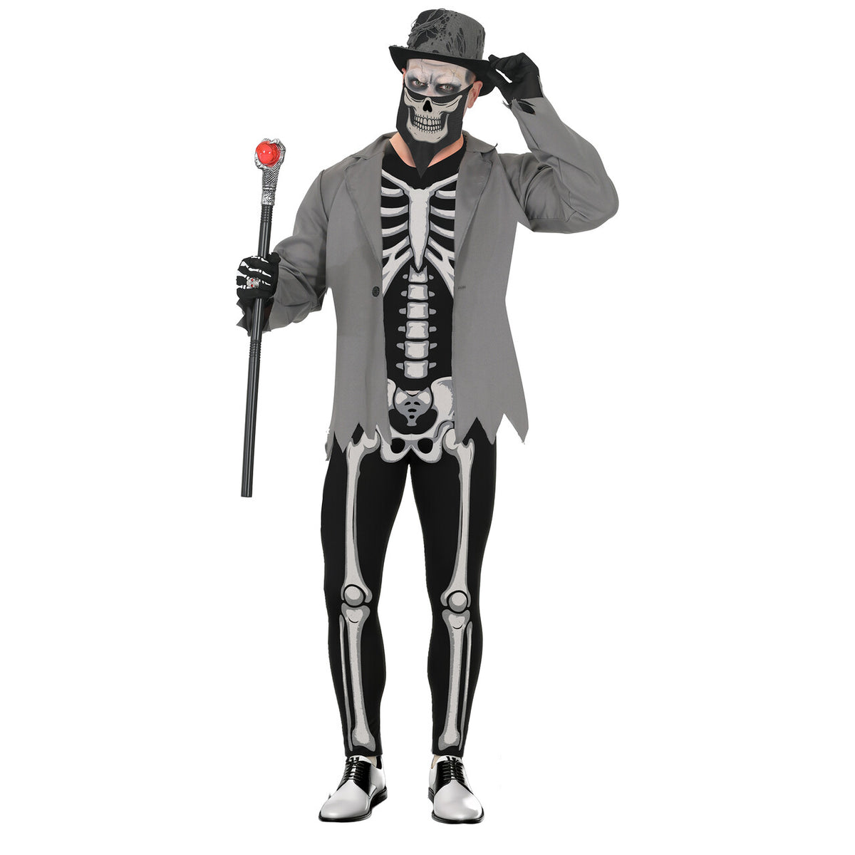 Op deze afbeelding zie je een Kostuums, van het merk Guirca. Mister Skeleton Grey Man Kostuum