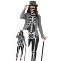 Miss Skeleton Grey Vrouw Kostuum