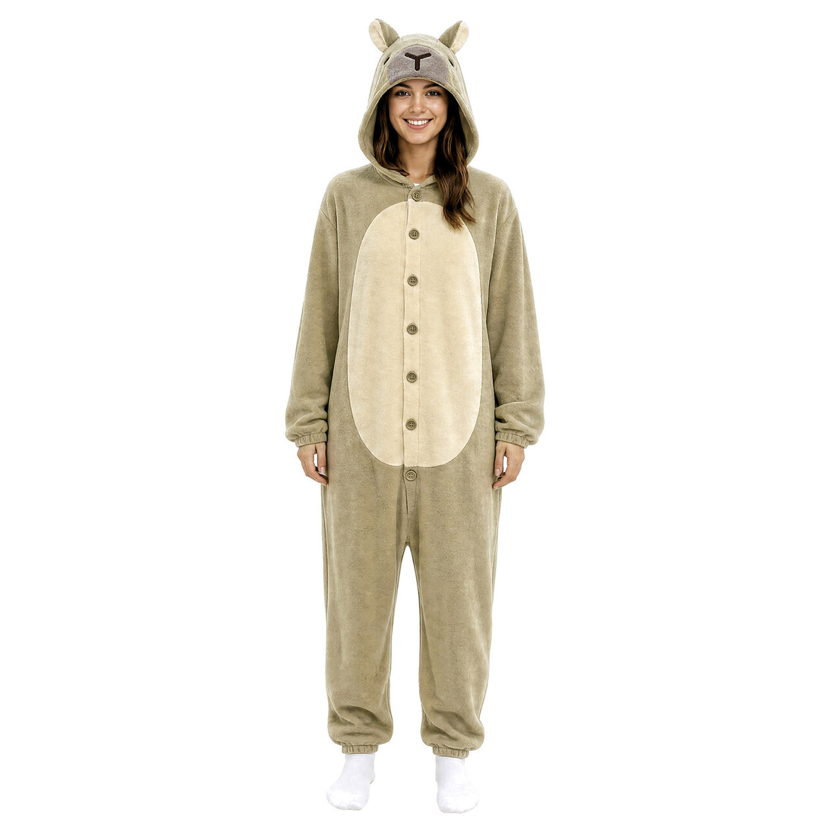Op deze afbeelding zie je een Kostuums, van het merk Guirca. Capibara Onesie Man Kostuum