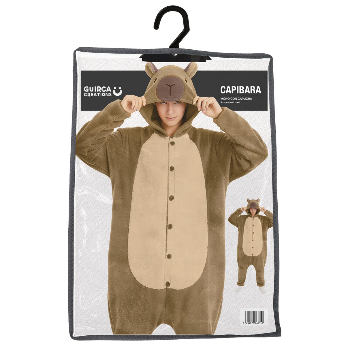 Op deze afbeelding zie je een Kostuums, van het merk Guirca. Capibara Onesie Man Kostuum