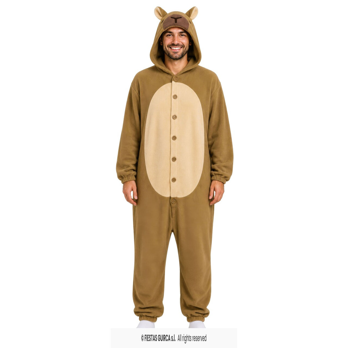 Op deze afbeelding zie je een Kostuums, van het merk Guirca. Capibara Onesie Man Kostuum