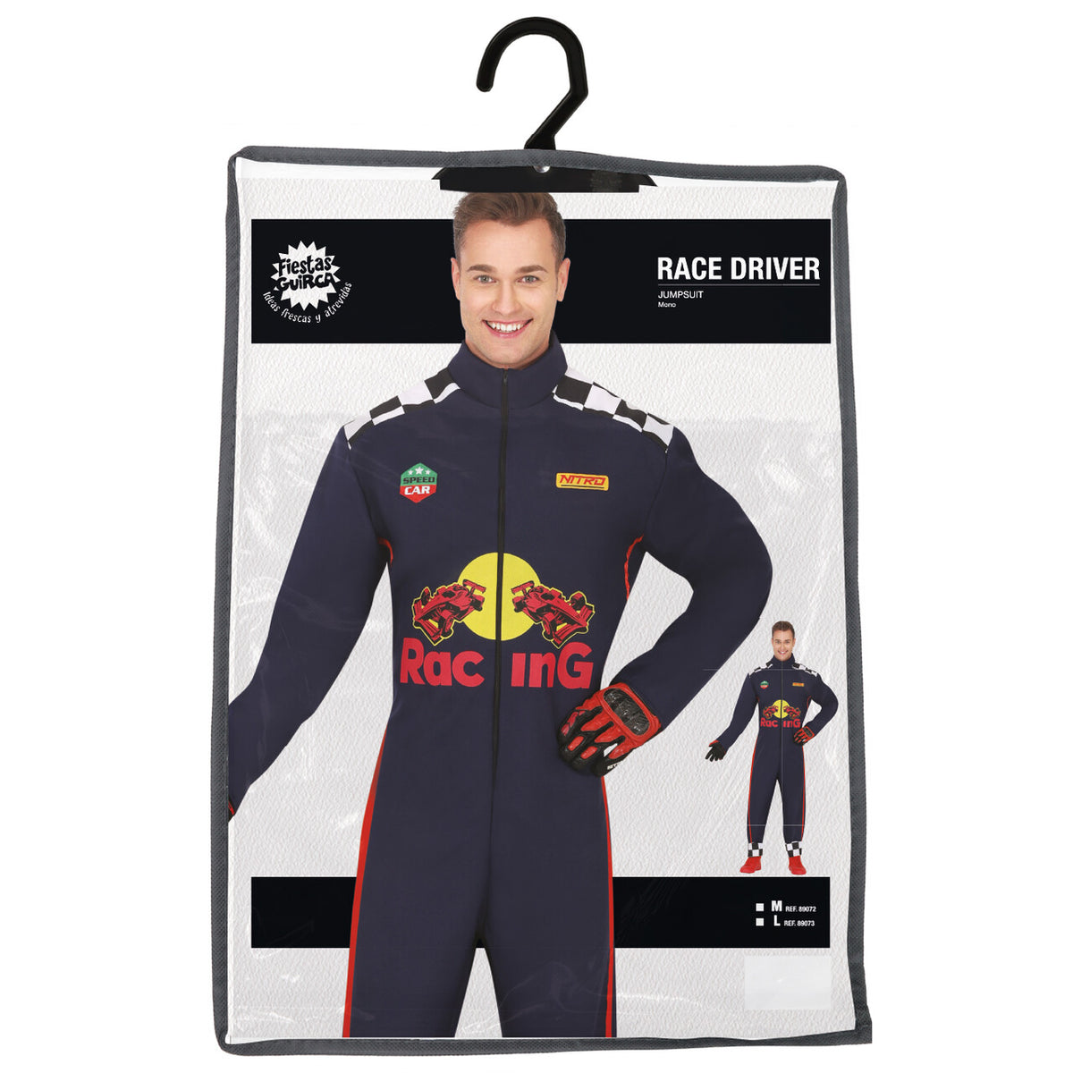 Op deze afbeelding zie je een Kostuums, van het merk Guirca. Red Racing F1 Coureur Man Kostuum