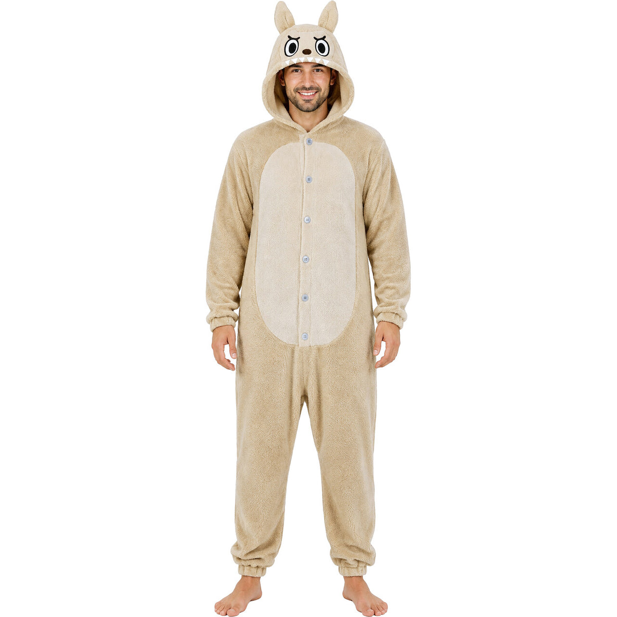 Op deze afbeelding zie je een Kostuums, van het merk Guirca. Comfy Onesie Lulu Monster Beige Man Kostuum