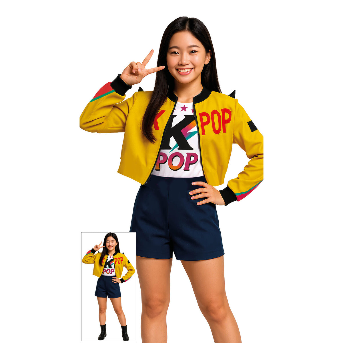 Op deze afbeelding zie je een Kostuums, van het merk Guirca. K Pop Star Rumi Vrouw Kostuum