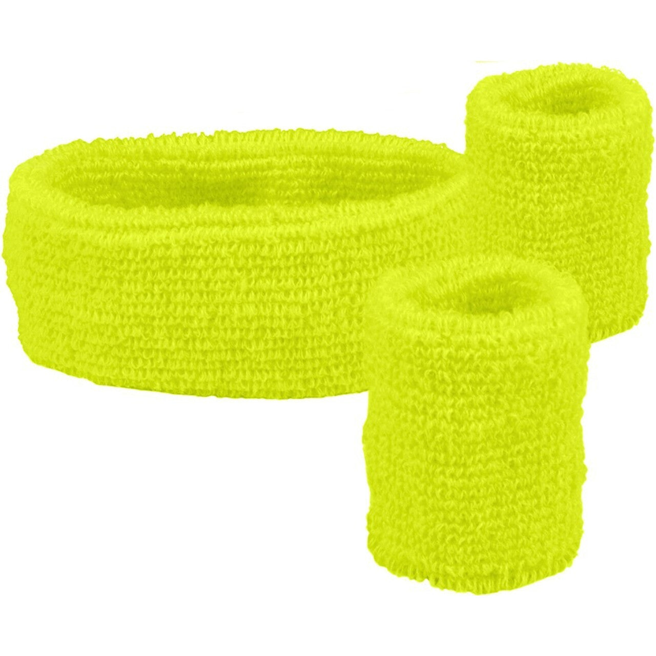 Op deze afbeelding zie je een Accessoires, van het merk Chiamax. Workout No Pain No Gains Zweetbandjes Set Neon Geel