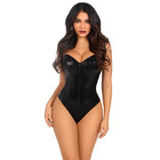Op deze afbeelding zie je een Kostuums, van het merk Leg Avenue. Luxe Bodysuit Met Pailletten Zwart Vrouw Kostuum