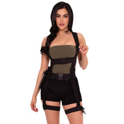 Op deze afbeelding zie je een Kostuums, van het merk Leg Avenue. Utility Body Harness With Garter And Pockets Vrouw Kostuum
