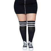 Op deze afbeelding zie je een Accessoires, van het merk Leg Avenue. Zwarte Sokken Sportief Met Witte Strepen Plus Size