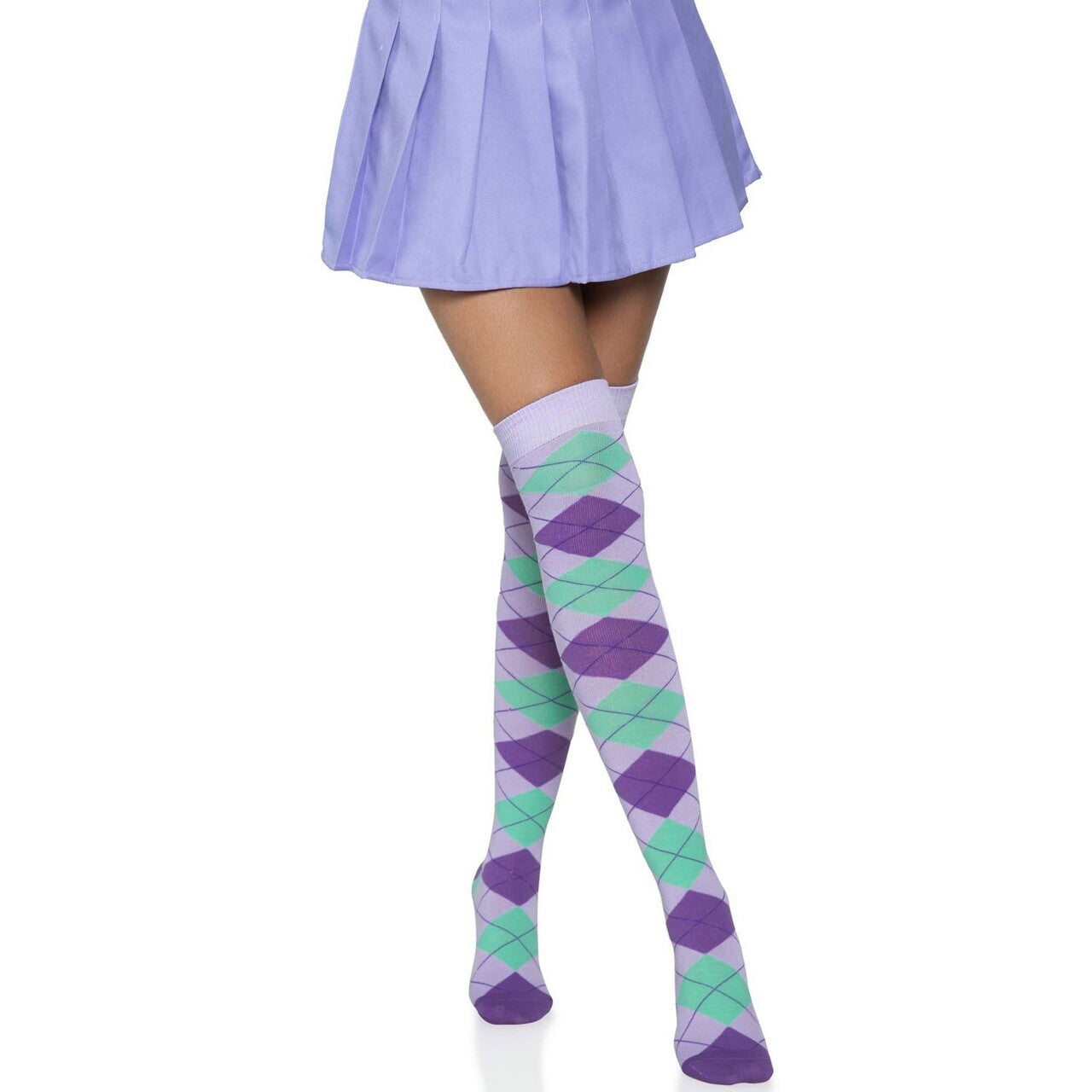 Op deze afbeelding zie je een Accessoires, van het merk Leg Avenue. Lange Kniekousen Student Paars