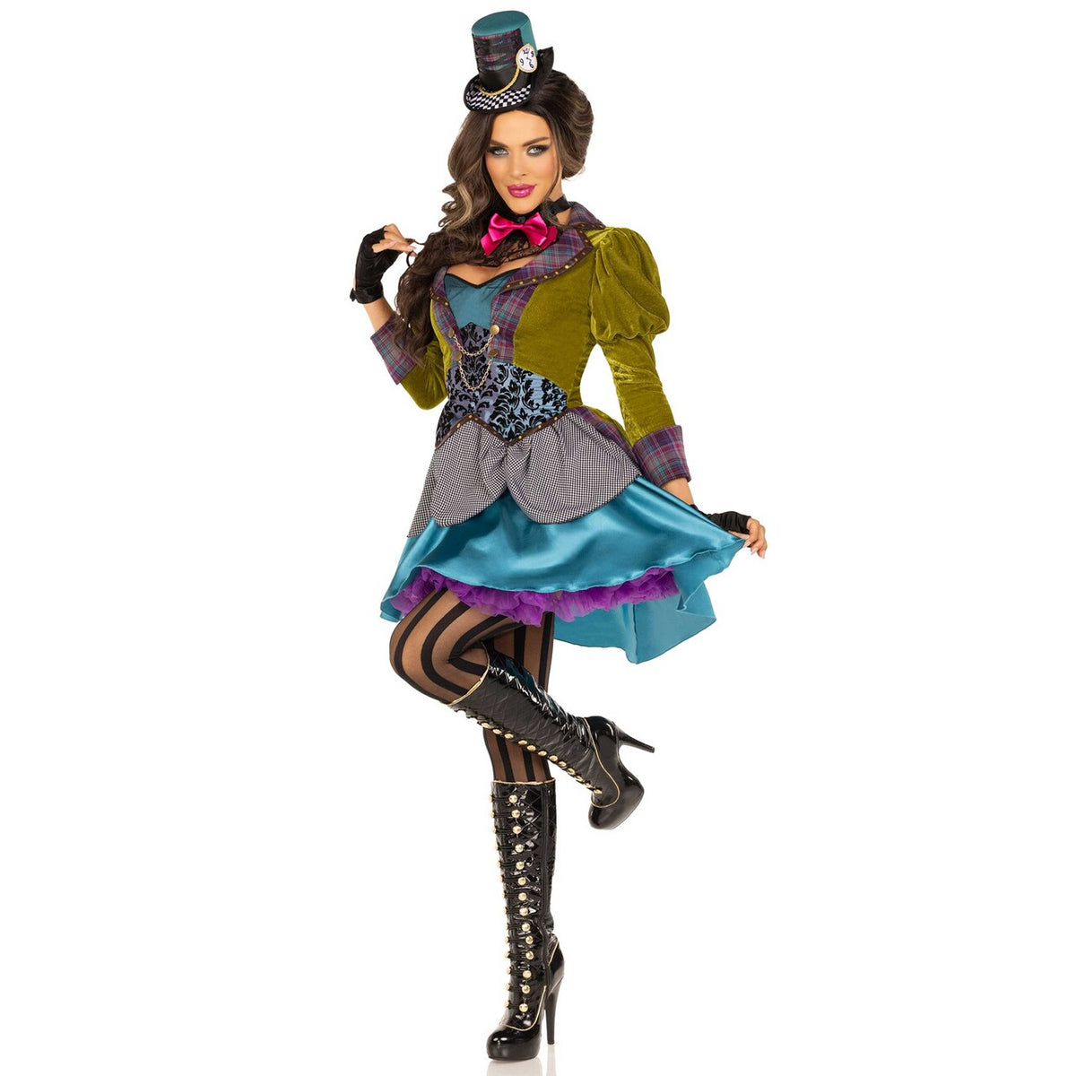 Op deze afbeelding zie je een Kostuums, van het merk Leg Avenue. Policolor Mad Hatter Psychedelic Jurk Vrouw