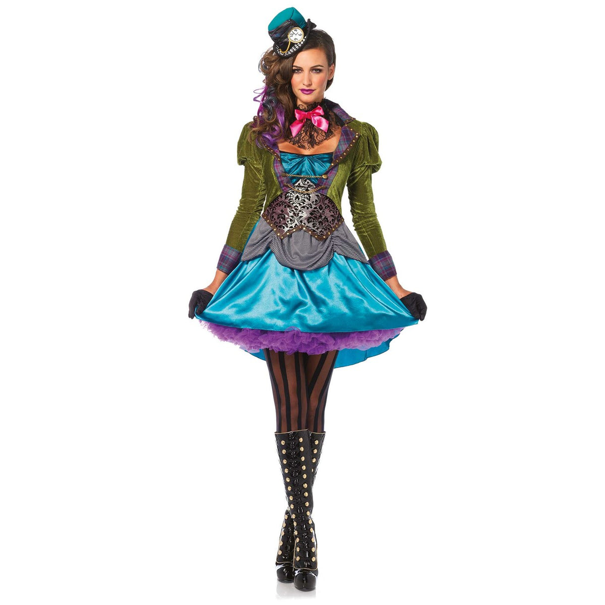 Op deze afbeelding zie je een Kostuums, van het merk Leg Avenue. Policolor Mad Hatter Psychedelic Jurk Vrouw