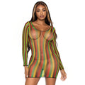 Rasta Netz Minikleid Mit Langen Ärmeln Damenkostüm