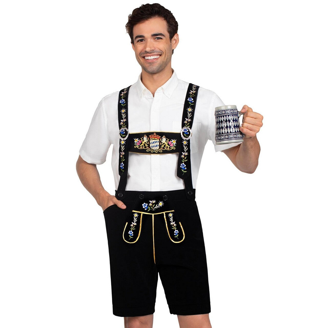 Op deze afbeelding zie je een Kostuums, van het merk Leg Avenue. Bavarian Lederhosen Zwart Man