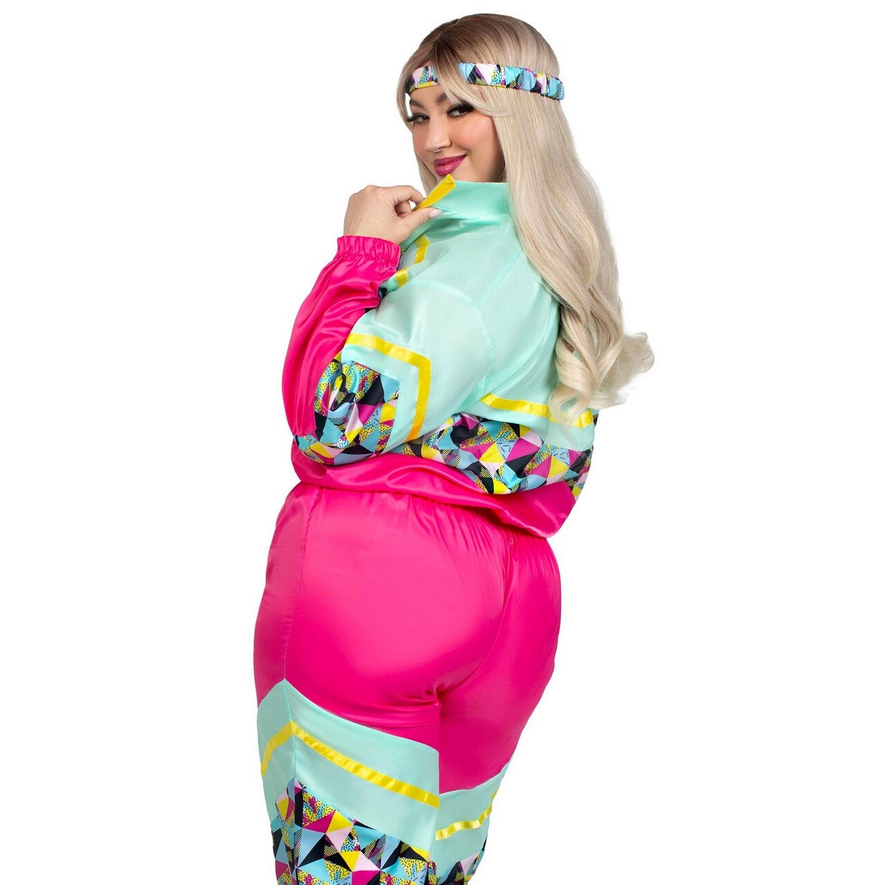 Op deze afbeelding zie je een Kostuums, van het merk Leg Avenue. Totally Miss 80s Tracksuit Roze Plus Size Vrouw Kostuum