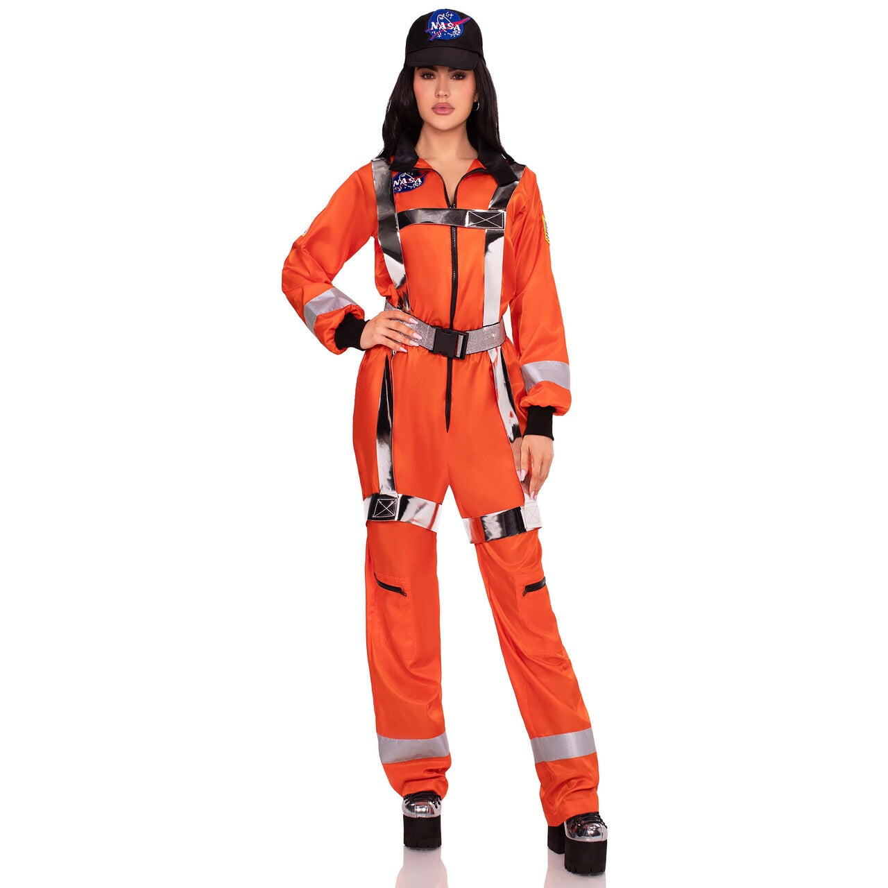 Op deze afbeelding zie je een Kostuums, van het merk Leg Avenue. Cosmic Astronaut Zip-Up Jumpsuit Kostuum