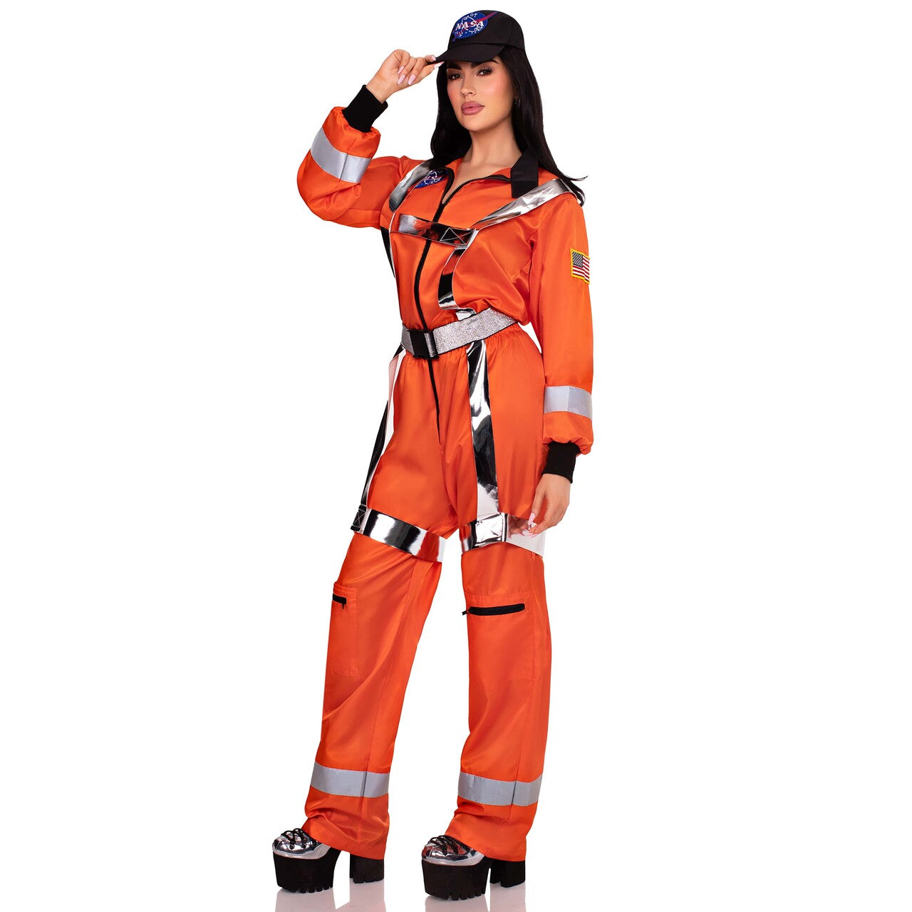 Op deze afbeelding zie je een Kostuums, van het merk Leg Avenue. Cosmic Astronaut Zip-Up Jumpsuit Kostuum