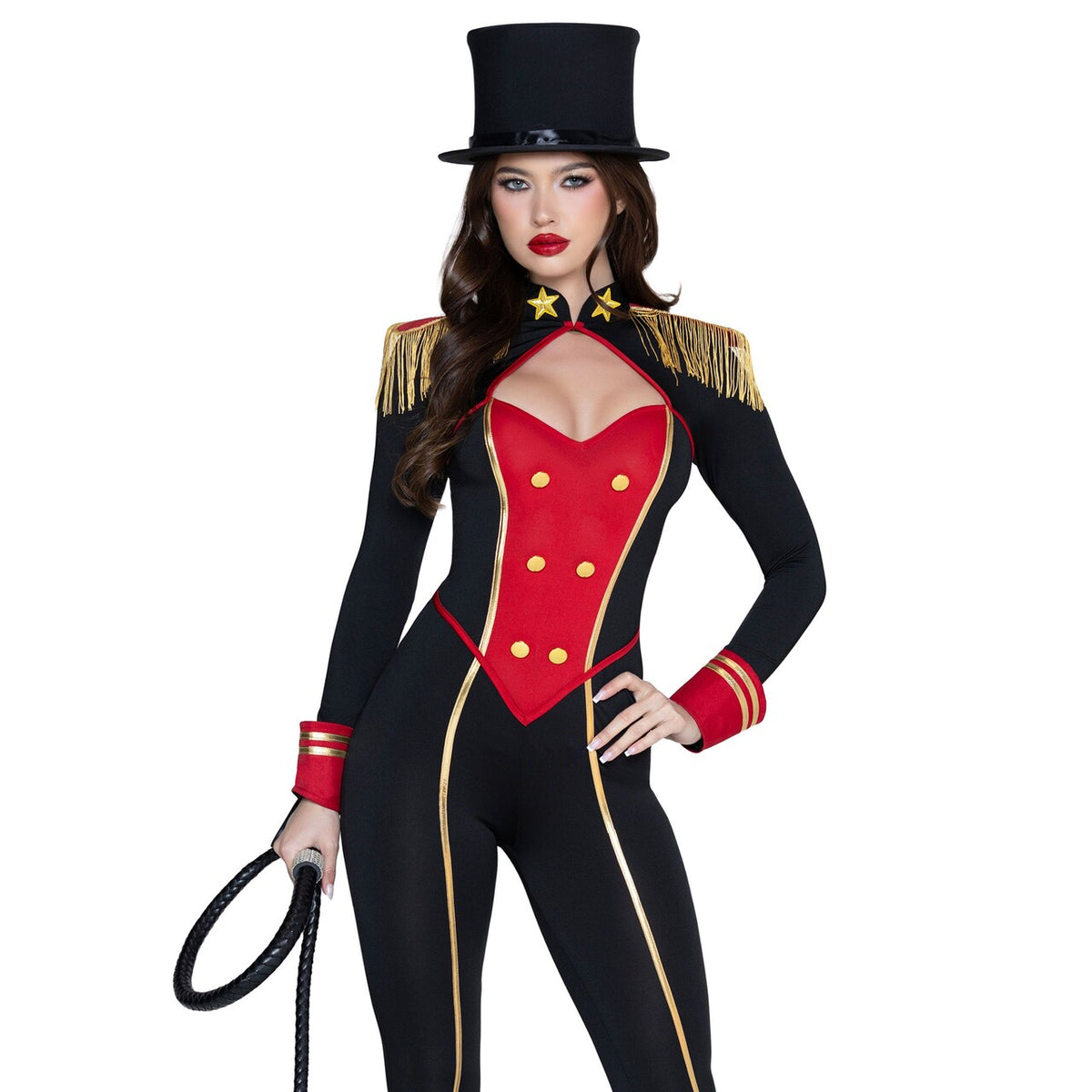 Op deze afbeelding zie je een Kostuums, van het merk Leg Avenue. Commanding Ringmaster Catsuit Vrouw Kostuum