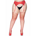 Fischnetzstrümpfe Mit Strass Red Plus Size