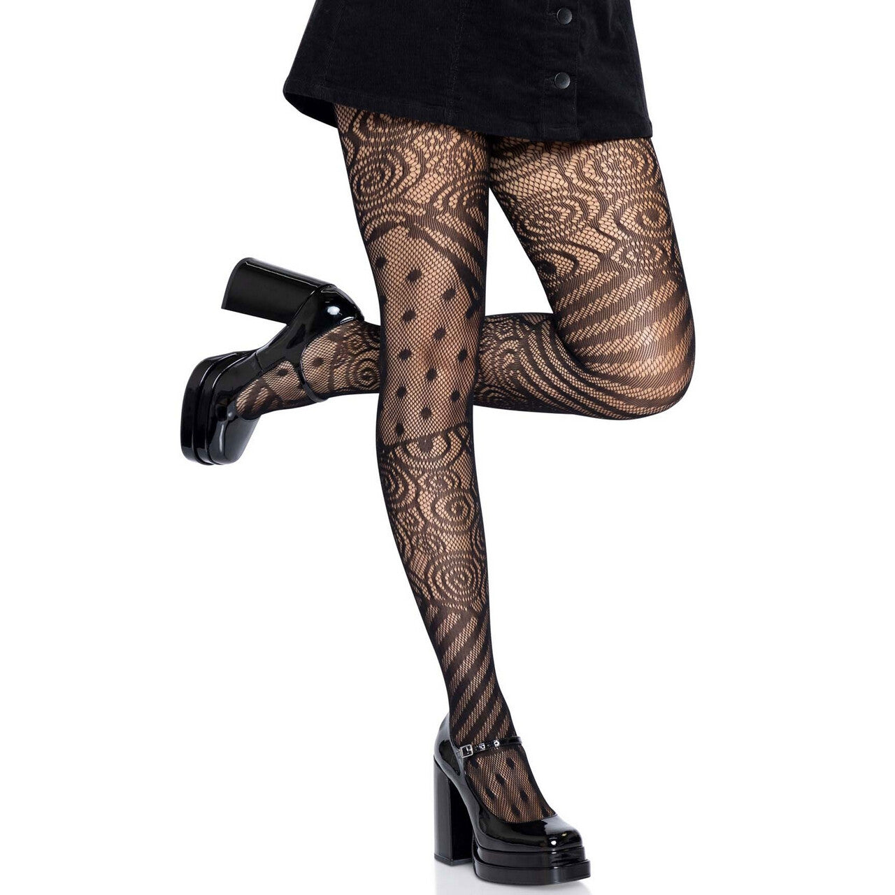 Op deze afbeelding zie je een Accessoires, van het merk Leg Avenue. Bonte Mix Print Panty Zwart