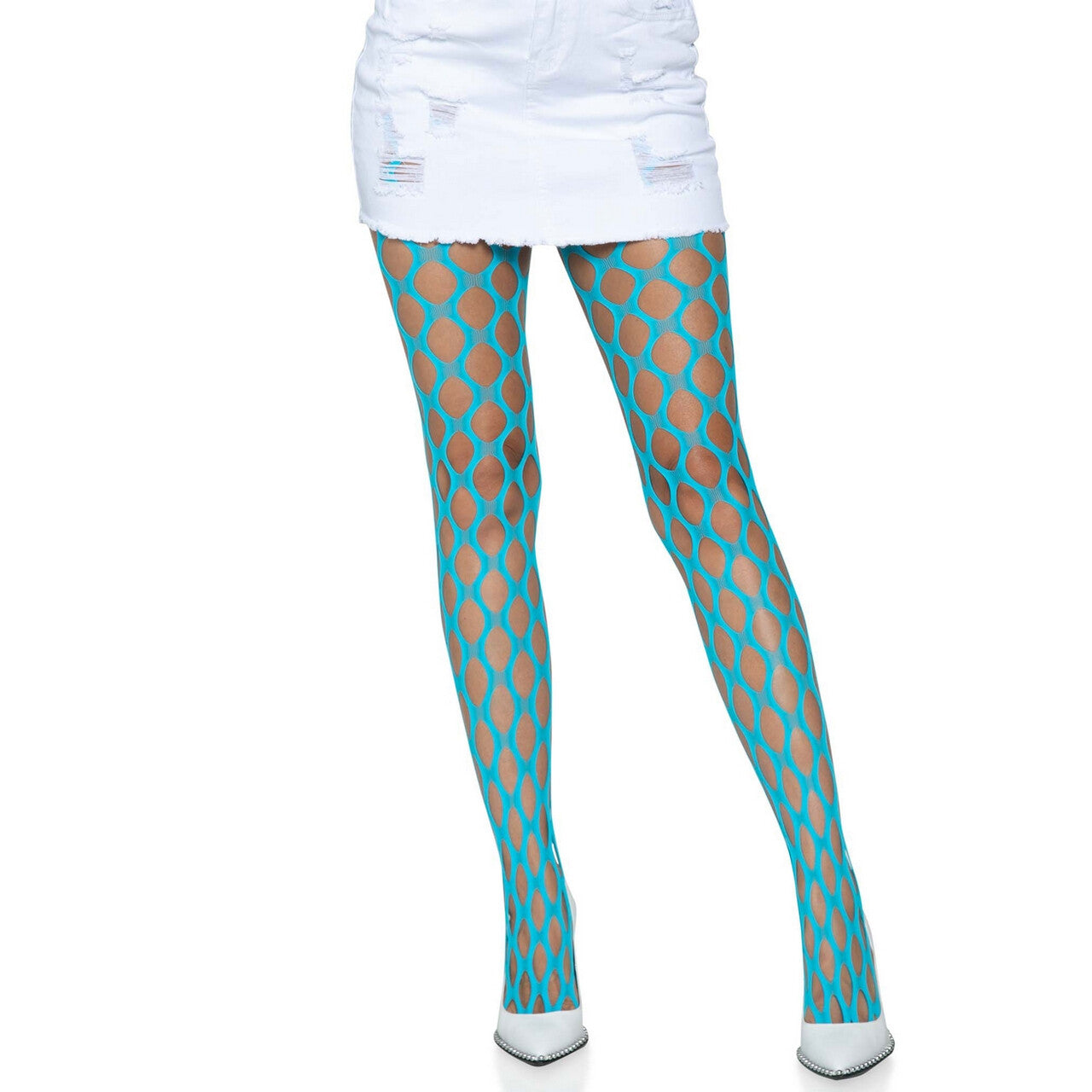 Op deze afbeelding zie je een Accessoires, van het merk Leg Avenue. Grote Gaten Visnet Blauw