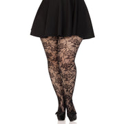Op deze afbeelding zie je een Accessoires, van het merk Leg Avenue. Panty Flower Garden Zwart Plus Size