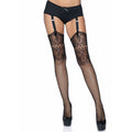 Strümpfe Fishnet Schwarz Blumendruck