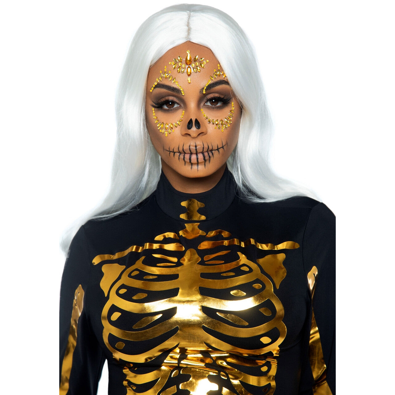 Op deze afbeelding zie je een Accessoires, van het merk Leg Avenue. Gouden Doodshoofd Stickers