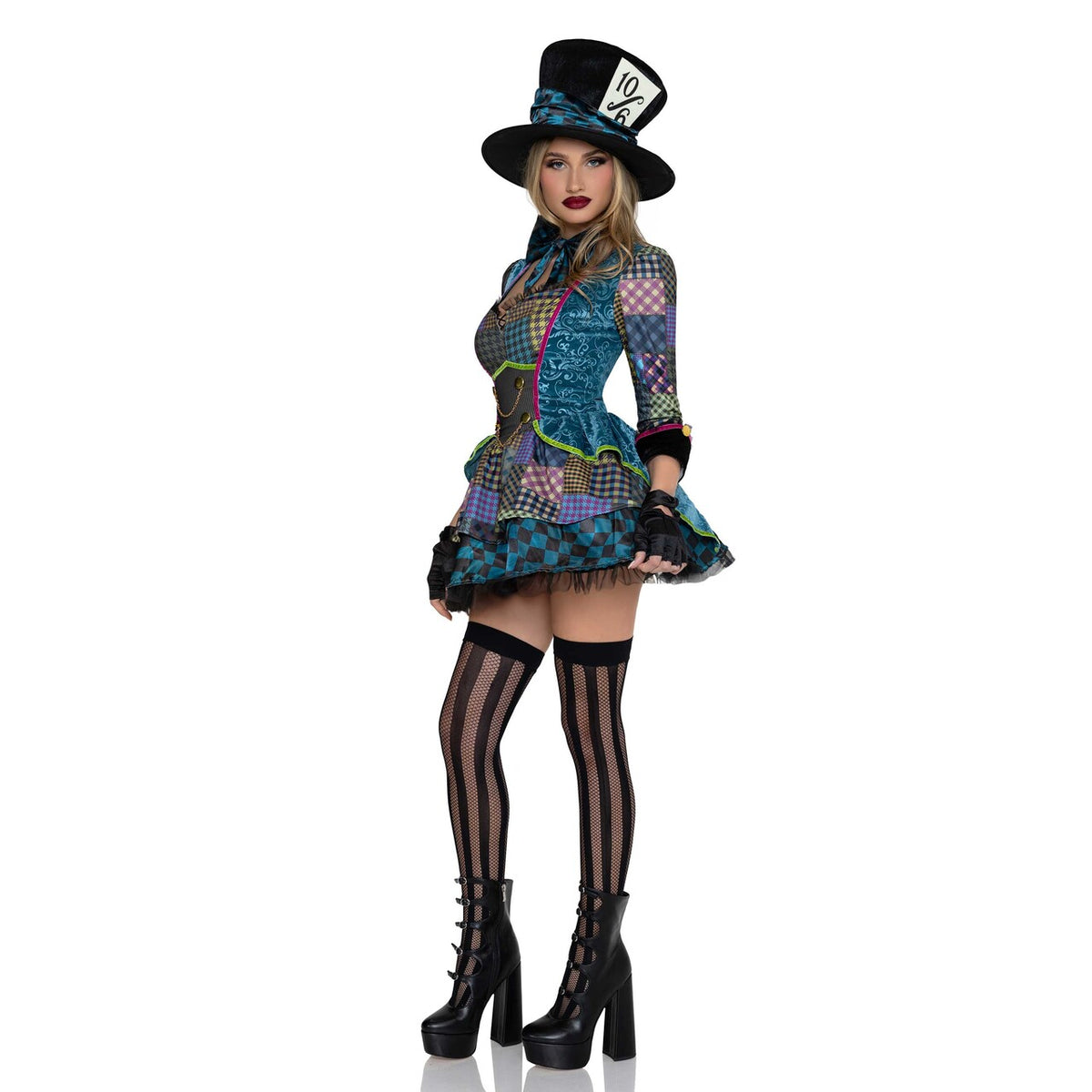 Op deze afbeelding zie je een Kostuums, van het merk Leg Avenue. Tea Party Mad Hatter Dress Vrouw