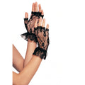 Fingerlose Spitzenhandschuhe Mit Rüschen Schwarz