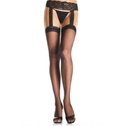 Op deze afbeelding zie je een Accessoires, van het merk Leg Avenue. Zwarte Hoge Kousen Klarabella Plus Size