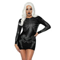 Schwarzes Glitzer -Skelettkleid Damenkostüm
