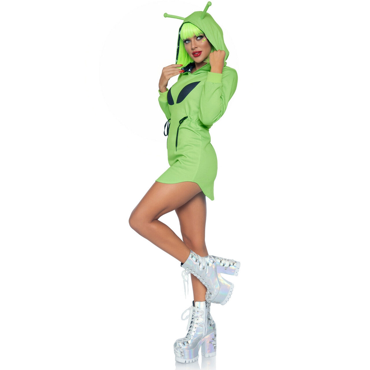 Op deze afbeelding zie je een Kostuums, van het merk Leg Avenue. Warm Welkom Alien Vrouw Kostuum