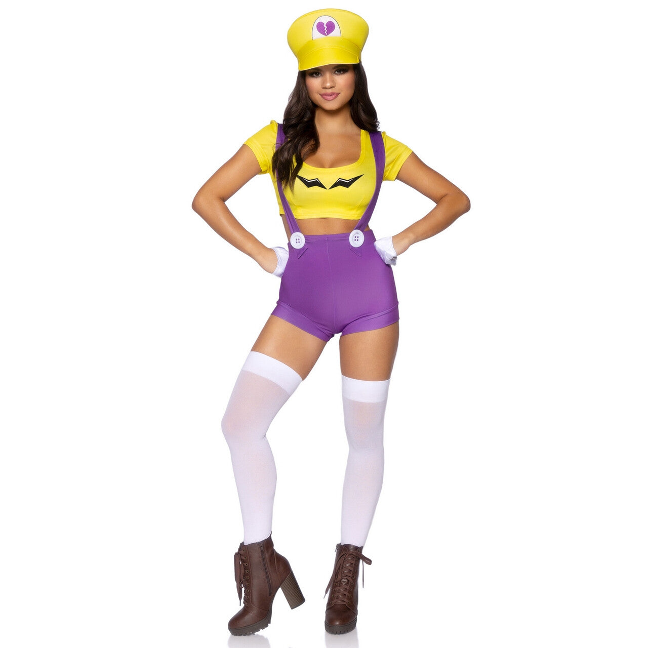 Op deze afbeelding zie je een Kostuums, van het merk Leg Avenue. Gamer Hartenbreekster Super Wario Vrouw Kostuum