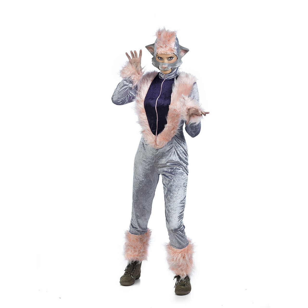 Op deze afbeelding zie je een Kostuums, van het merk Limit. Zilveren Chique Musical Cats Katten Vrouw Kostuum