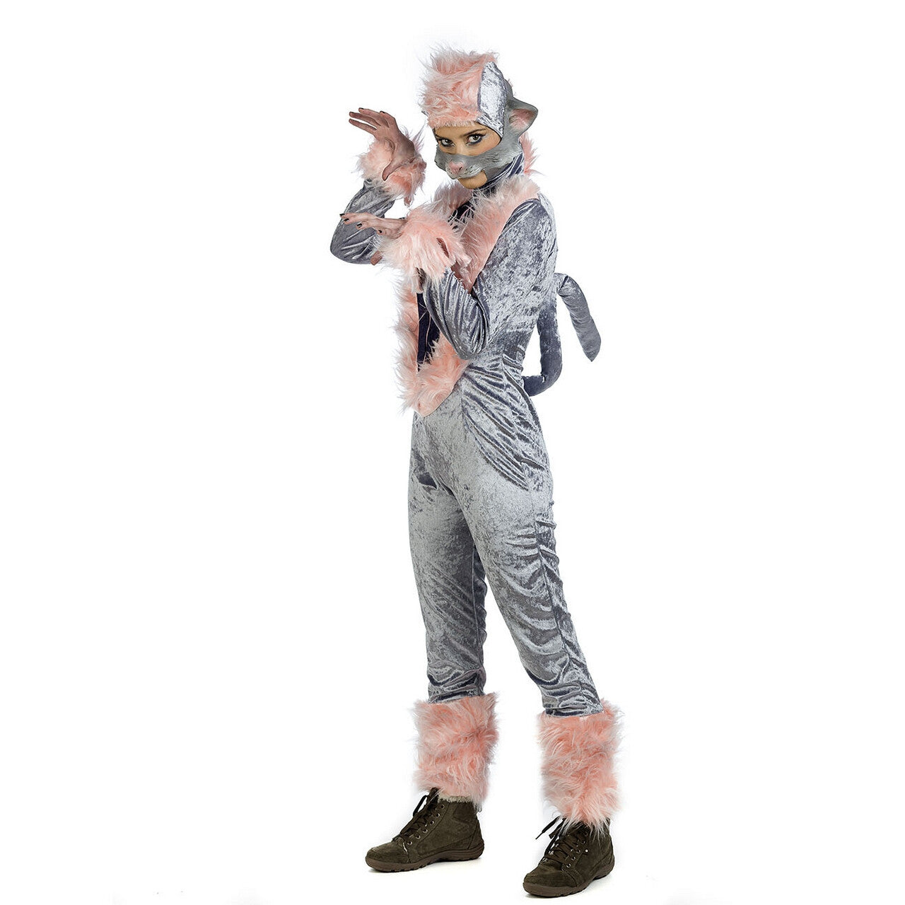 Op deze afbeelding zie je een Kostuums, van het merk Limit. Zilveren Chique Musical Cats Katten Vrouw Kostuum
