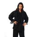 Schwarzes Hemd Mit Spitzenpirat Mit Stil Herren