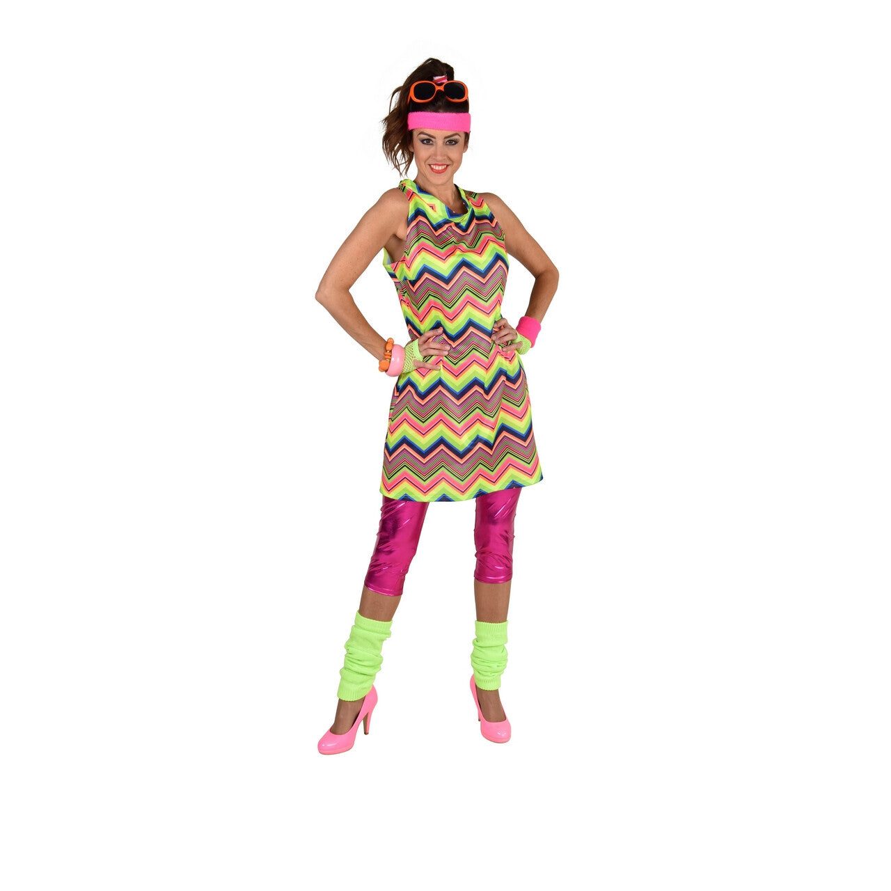 Op deze afbeelding zie je een Kostuums, van het merk Magic By Freddy's. 80s Flashing Colour Femke Vrouw Kostuum