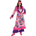 Blumige Pinke Flowerpower-Hippie Damenkostüm