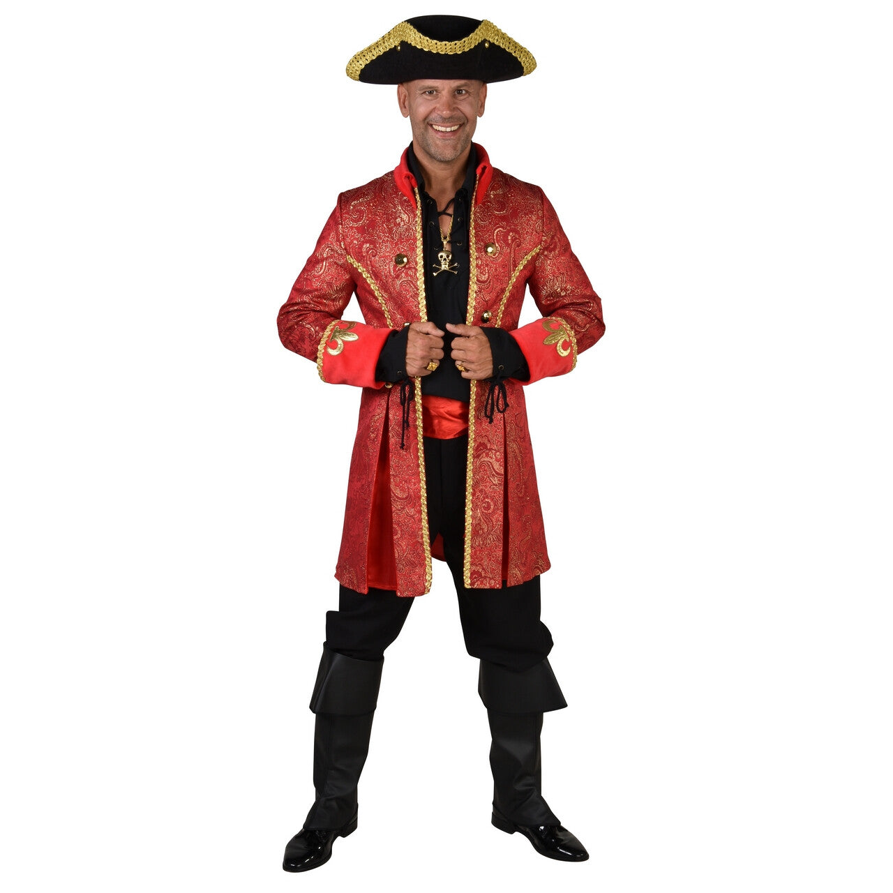 Op deze afbeelding zie je een Kostuums, van het merk Magic By Freddy's. Rode Deftige Markies Marcus Jas Man Kostuum