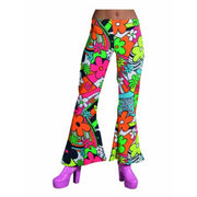 Op deze afbeelding zie je een Kostuums, van het merk Magic By Freddy's. Knalkleuren Hippie Broek Bloemen Vrouw