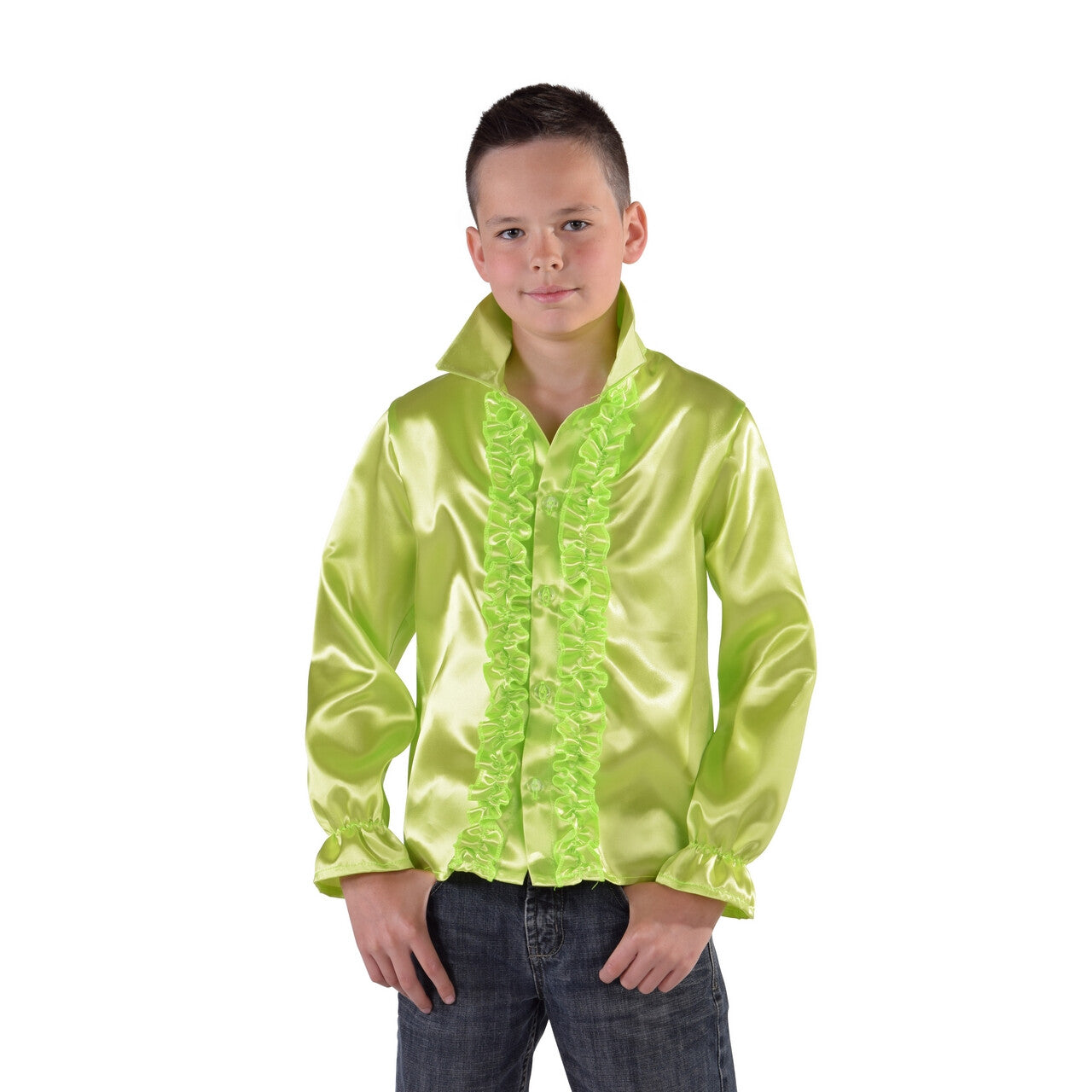 Op deze afbeelding zie je een Kostuums, van het merk Magic By Freddy's. Niet Hakken Maar Dansen Ruches Blouse Groen Jongen
