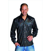 Op deze afbeelding zie je een Kostuums, van het merk Magic By Freddy's. Glimmende Disco Gozer Pailletten Hemd Zwart Man
