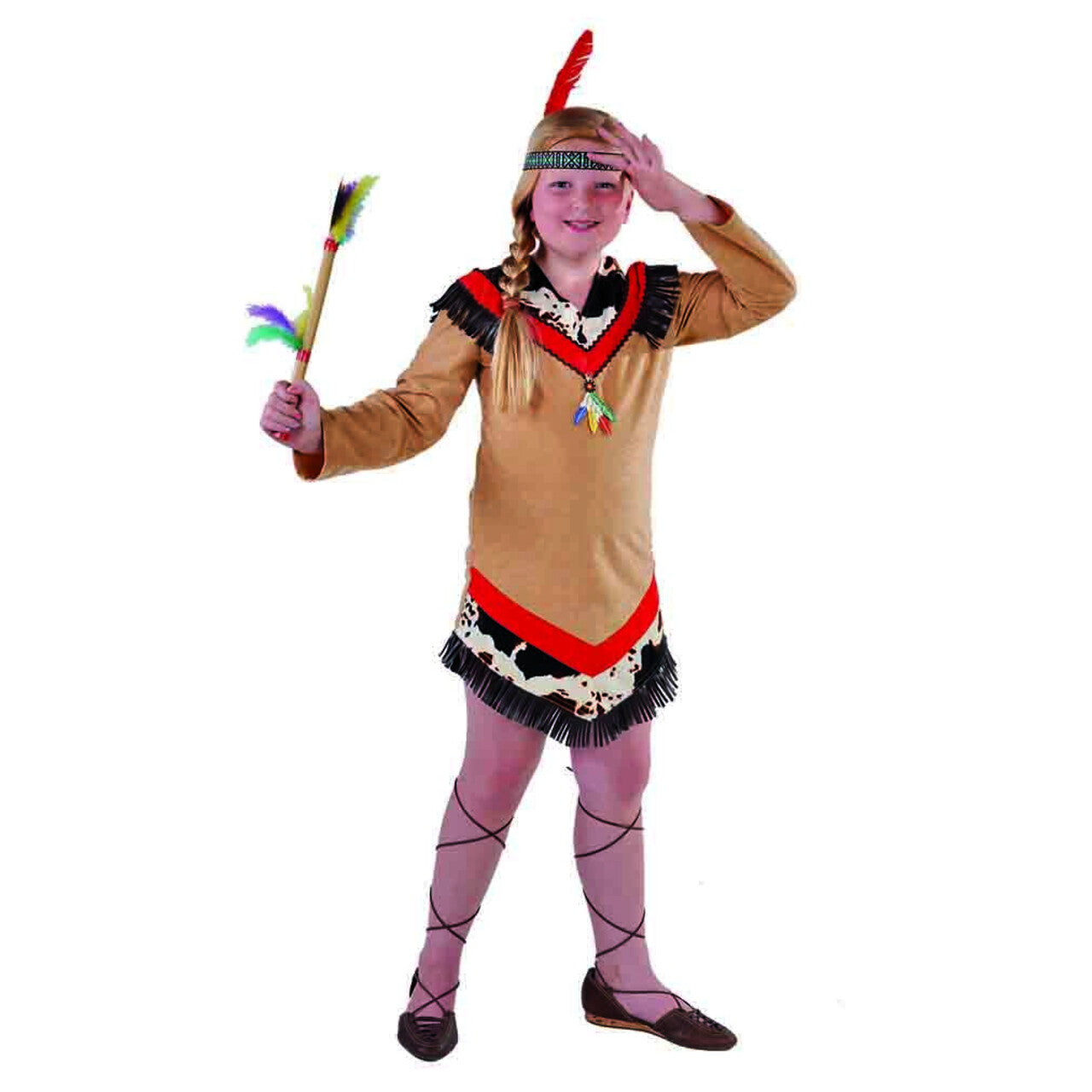Op deze afbeelding zie je een Kostuums, van het merk Magic By Freddy's. Dappere Strijder Mohave Indiaan Meisje Kostuum