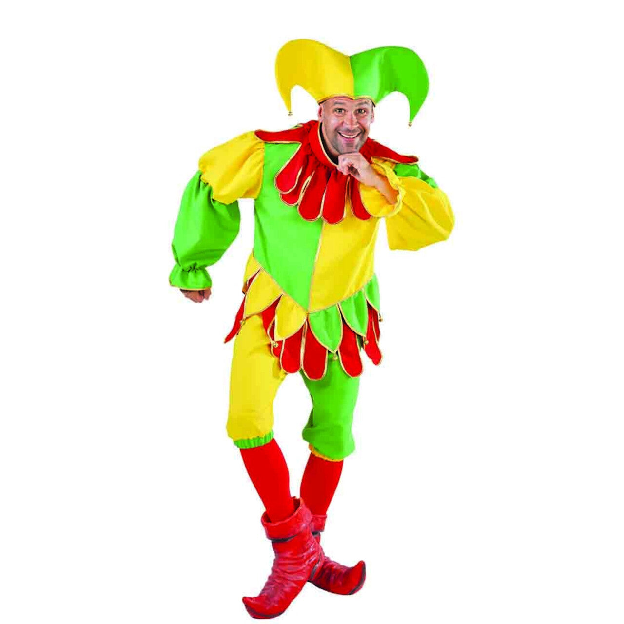 Op deze afbeelding zie je een Kostuums, van het merk Magic By Freddy's. Knotsgekke Nar Engelse Hof Man Kostuum